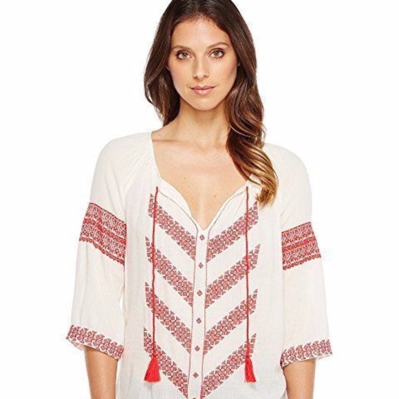 Lucky Brand Tops - NEW! Lucky Brand Chevron Embroidered Peasant Top